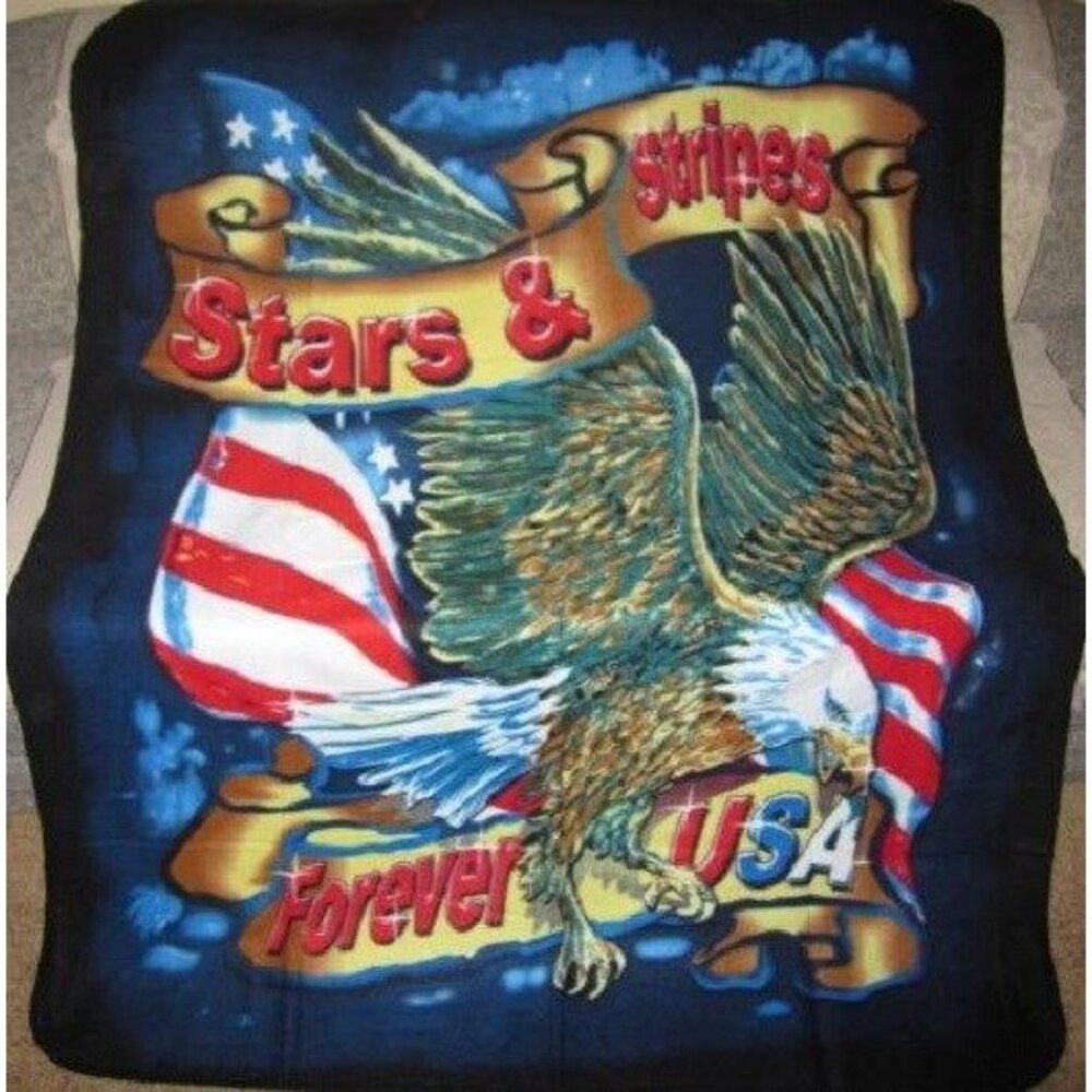 New Eagle Stars and Stripes Forever USA US American Waving Flag Fleece Blanket